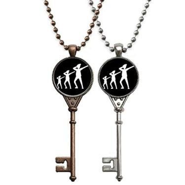 Imagem de OFFbb-USA Colar com chave de direção progressiva contínua paralela joia decoração para casais