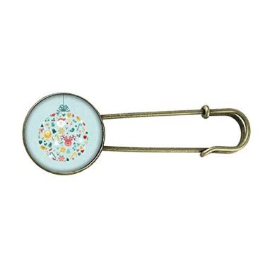 Imagem de Bracelete de metal retrô com clipe de broche de metal Merry Christmas Circle Cartoon