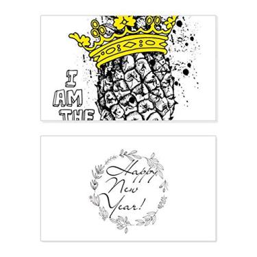 Imagem de Placa de abacaxi desenho fruta rei ano novo festival cartão felicitações Bless mensagem presente