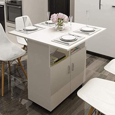 Imagem de Mesa de jantar extensível, multifuncional, dobrável, economiza espaço, mesa de cozinha, grande capacidade, armazenamento multicamadas para sala de jantar, cozinha, etc. Atualização