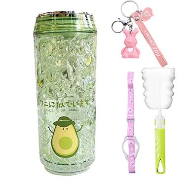 Imagem de Copo de viagem de abacate copo infantil para beber gelo garrafa de água para suco ao ar livre garrafa de água piquenique congelador caneca gelada (chapéu de abacate O, 350 ml)
