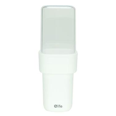 Imagem de Porta Escova de Dente com Tampa Acrílico Transparente Cor:Branco