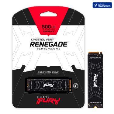 Imagem de SSD Gamer Kingston Fury Renegade, 500GB, M.2 2280, PCIe 4.0 NVMe, 7300MB/s - 3900MB/s - SFYRS/500G