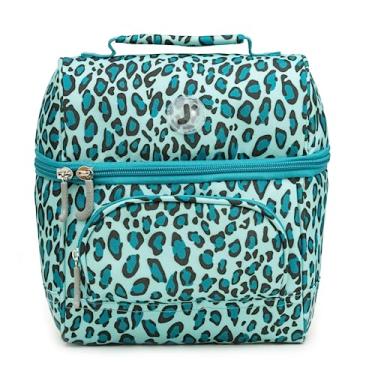 Imagem de Lancheira infantil J World Corey Lancheira isolada para meninas, mulheres, leopardo menta
