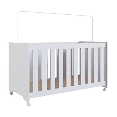 Imagem de Berço Infantil com Rodízios Branco Lilies Móveis