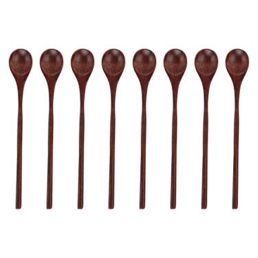 Imagem de QANYEGN Colheres De Madeira, Colheres De Sopa De Madeira, Colher De Cabo Longo, Conjunto De Colher De Concha De Madeira De Planta Natural Para Cozinhar, Misturar E Mexer