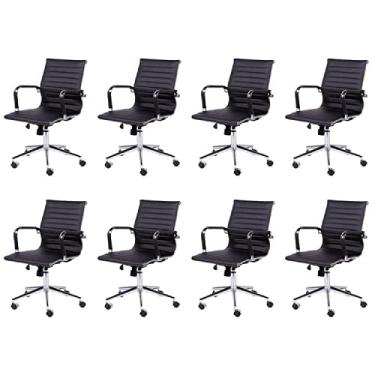 Imagem de Conjunto 8 Cadeiras para Escritório Diretor com Rodízios Esteirinha Baixa Or Design Preto