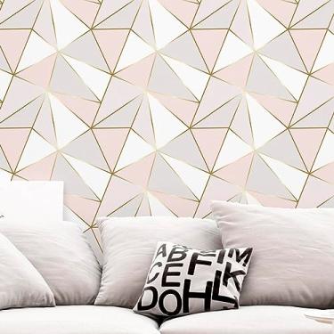 Imagem de Papel De Parede Adesivo Geométrico Efeito 3D Fio Gold Autocolante Vinílico Lavável 3m