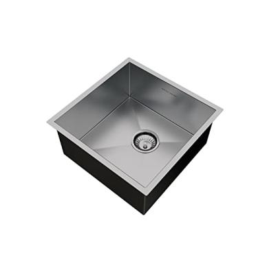 Imagem de Cuba Inox Gourmet Quadrada 400 x 400 - CALHA ÚMIDA - Aço Inox AISI 304 - Embutir - 400x400 mm