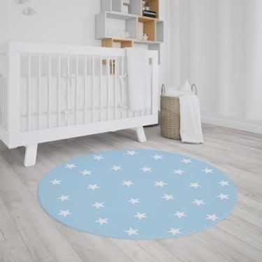 Imagem de Genérico Tapete Decorativo Infantil Neoprene Estrelas 1,40m Azul-claro