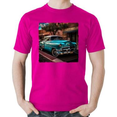 Imagem de Camiseta Algodão Carro Clássico Azul - Foca Na Moda