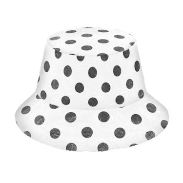 Imagem de GuoChe Chapéu bucket de bolinhas preto branco para mulheres chapéu balde de inverno tie dye chapéu balde chapéu, Bolinhas, preto e branco, Tamanho Único