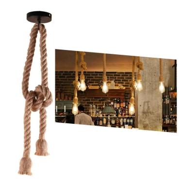 Imagem de Pendente Corda Sisal Dupla 1,60M Rústico Com 2 Bocais E27