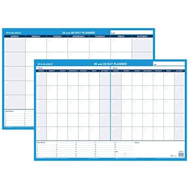 Imagem de AT-A-GLANCE Agenda de parede/calendário, não atualizado, apagável, 30/60 dias, 91 x 61 cm, branco/azul (PM233-28)