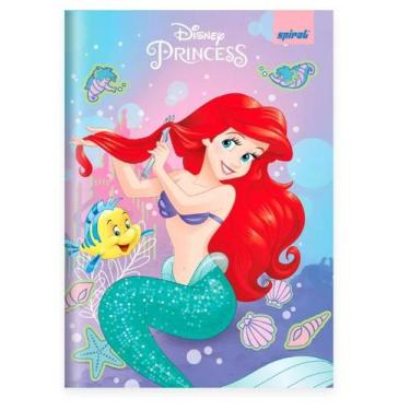 Imagem de Caderno 1/4 Capa Dura Costurado 80 Folhas Disney Princesas Ariel Spira