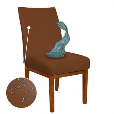 Imagem de Capa Cadeira Jantar Kit 6 Peças Tabaco Em Tecido Impermeável - Charme