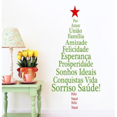 Imagem de Adesivo Decorativo De Parede Feliz Natal Árvore De Palavras Motivacion