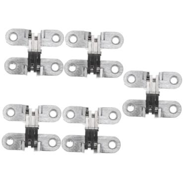 Imagem de HEMOTON 5 Unidades Dobradiça de fechamento invisível dobradiças de mola dobradiças de armário de sobreposição completa Dobradiça de porta de aço inoxidável Dobradiça de porta oculta a Cruz