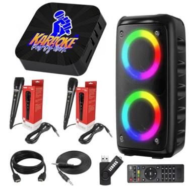 Imagem de Karaoke Party Box Preto Completo +2 Microfones + Caixa de Som (Sistema Com Pontuação) +De 2000 Músicas