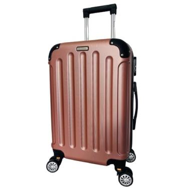 Imagem de MALA DE BORDO PEQUENA PARA VIAGEM EM ABS BEZZTER CADEADO INTEGRADO RODAS GIRO 360º ROSÊ