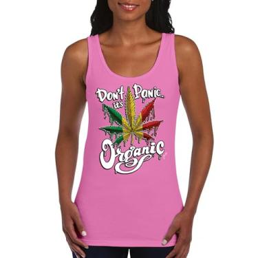 Imagem de Camiseta regata feminina Don't Panic It's Organic 420 Weed Pot Leaf Smoking Marijuana Legalize Cannabis Stoner Pothead, Rosa choque, M