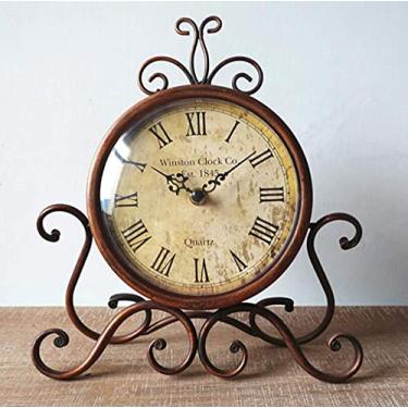 Imagem de Relógio doméstico 40 cm relógio de parede retrô grande à prova d'água vintage ornamento de jardim silencioso sem tique-taque para jardim/pátio/quintal, marrom