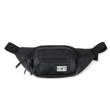 Imagem de Pochete transversal de couro Transporter, bolsa de cintura transversal, bolsa de cinto para viagens, caminhadas, caminhadas, ciclismo, Preto, One Size, Pochete de couro