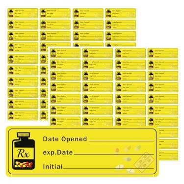 Imagem de 1000 adesivos data de abertura data expirada 3,8 x 1,3 cm Instruções de medicação data de validade da farmácia etiqueta de drogaria pílulas de medicamentos datas de validade adesivo para inventário de