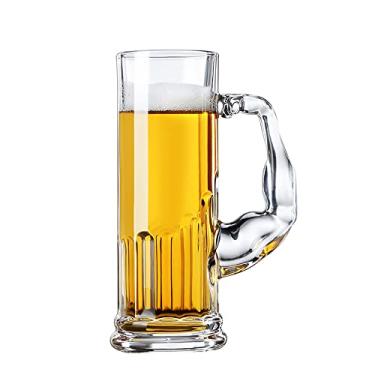Imagem de DECKALY Canecas de cerveja pesadas de 590 ml canecas de vidro com alça, copos de cerveja para freezer, copos para beber cerveja, caneca de forma engraçada para bar, álcool, bebidas (grande)