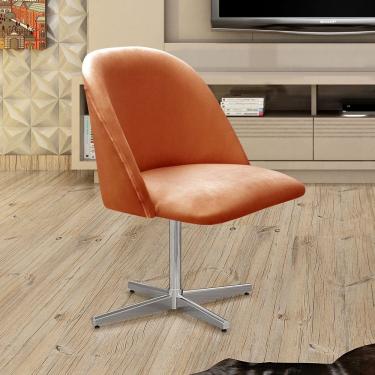 Imagem de Poltrona Decorativa Gaia Giratória Metal para Sala, Quarto, Recepção Terracota