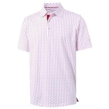 Imagem de M MAELREG Camisa polo masculina de golfe de manga curta com estampa de ajuste seco e absorção de umidade, Leão vermelho branco, 3G