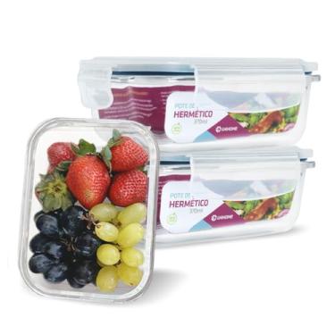 Imagem de KIT 3 Potes Vidro Herméticos Marmita Retangulares 370ml