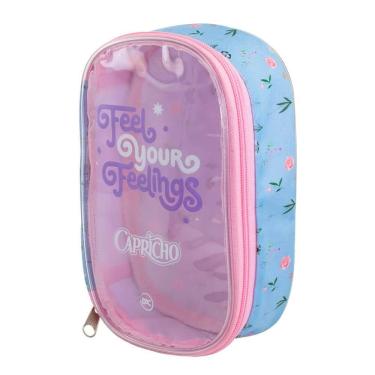 Imagem de Estojo escolar grande baú 1 zíper capricho garden party 3558