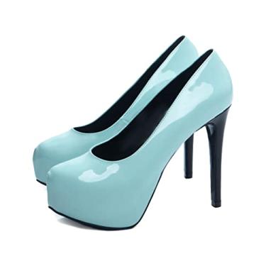 Imagem de 125-SAPATO MEIA PATA FEMININO SALTO 13cm. . (34, AZUL)