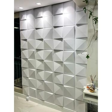 Imagem de Kit 12 Placas Acabamento Poliestireno Painel Texturizado Relevo Fachada Parede Interno 3D Pvc