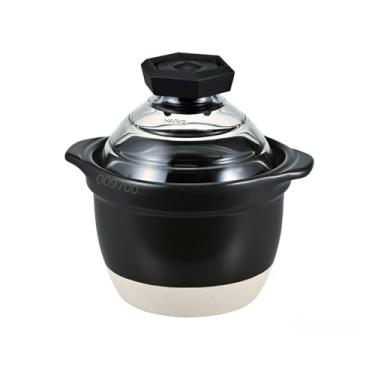 Imagem de HARIO GNR-150-B-W Panela de arroz com tampa de vidro, 1 a 2 xícaras, visível no interior, vidro resistente ao calor, cerâmica, feito no Japão