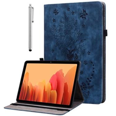 Imagem de KEFBWAO Capa para Samsung Galaxy Tab A 20.3 cm 2019 SM-T290/SM-T295, capa protetora de couro PU multi-ângulo flip com suporte para caneta, azul