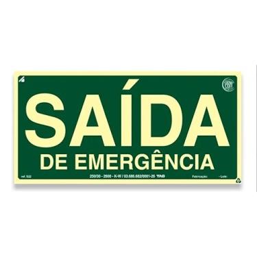 Imagem de Placa de Sinalização FOTOLUMINESCENTE Saída de Emergência S22 (12x24)