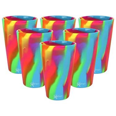 Imagem de Silipint: Copos de Silicone Pint: Pacote com 6 Hippie Hops - Copos Inquebráveis de 473 ml, Flexível, Quente/Frio, Antiderrapante Fácil de Agarrar