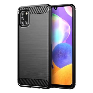 Imagem de EUAGVQY Capa para Samsung A31 Galaxy A31 de fibra de carbono macia TPU antiderrapante durável leve capa protetora para celular para Samsung Galaxy A31 (preto)