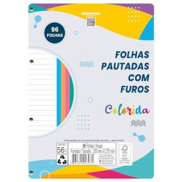 Imagem de Blocos para Fichário Universitário Animativa, Colorido, 96 folhas, Pacote com 5