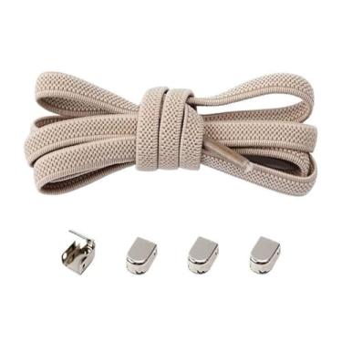 Imagem de No Tie Shoelaces Metal Buckles Elastic For Sneakers One Size Fits All Adult Kids Laces Lazy Sport Rubber Shoestrings(Khaki)