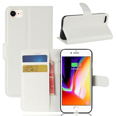 Imagem de Capa para iPhone SE 2020, capa para iPhone 8, capa para iPhone 7, couro PU com suporte para cartão de crédito, carteira fina flip com suporte, capa protetora para iPhone SE2 2020 (branca)