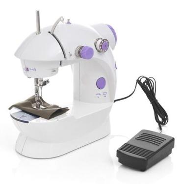 Imagem de Mini Máquina De Costura Branca Bivolt Portátil Pilha - Nibus, Bivolt