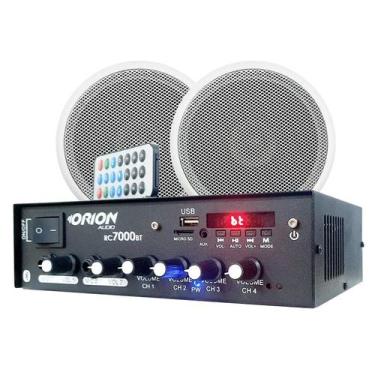 Imagem de Kit Amplificador Rc7000 + Par Arandelas Caixa De Som Embutir - ORION