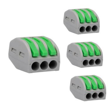 Imagem de Conector intelbras para fios 4mm conex 1000 clip 3 vias 4pcs, CONEX 10