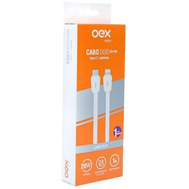 Imagem de Cabo USB-C X Lightning FLAT Duo 1M 20W Branco OEX CE209