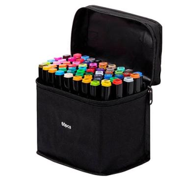 Imagem de Canetinhas Coloridas Kit 60 Unidades Escolar Pintura Linha Profissiona