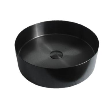 Imagem de Cuba banheiro redonda apoio preta aço inox 304 válvula click - STILLUS