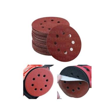 Imagem de Kit 100 Disco de Lixa Vermelho Ferro 125mm Grão 180 Roto Orbital - Sta